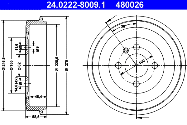 Brake Drum (24.0222-8009.1)