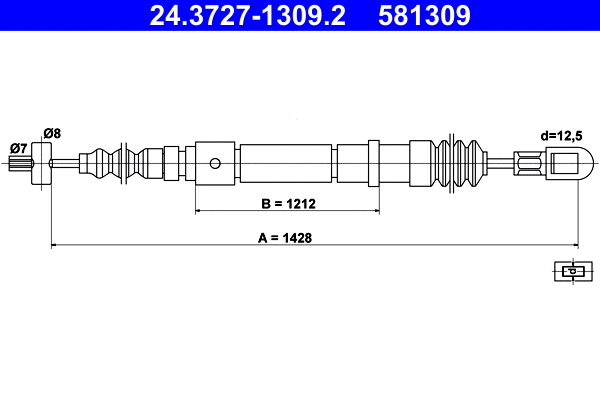 Cable Pull, parking brake (24.3727-1309.2)