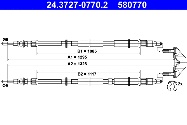 Cable Pull, parking brake (24.3727-0770.2)