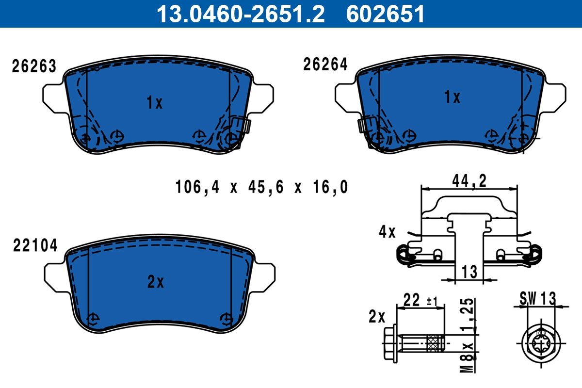 Brake Pad Set, disc brake (13.0460-2651.2)