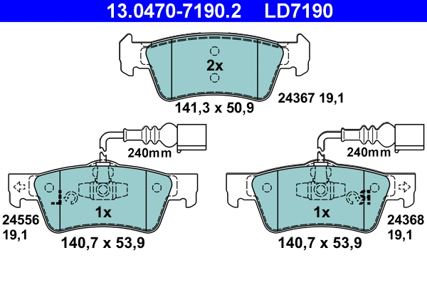 Brake Pad Set, disc brake (13.0470-7190.2)
