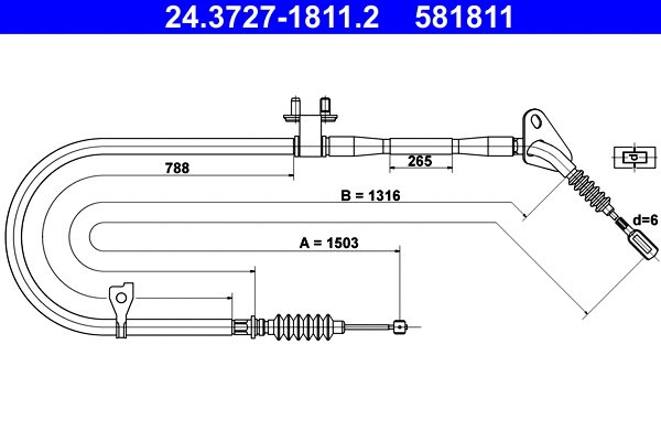 Cable Pull, parking brake (24.3727-1811.2)