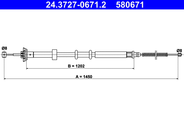 Cable Pull, parking brake (24.3727-0671.2)