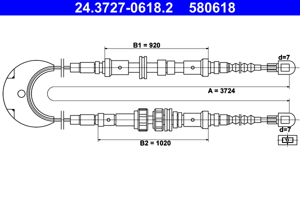 Cable Pull, parking brake (24.3727-0618.2)