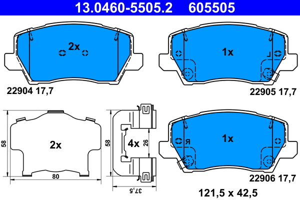 Brake Pad Set, disc brake (13.0460-5505.2)