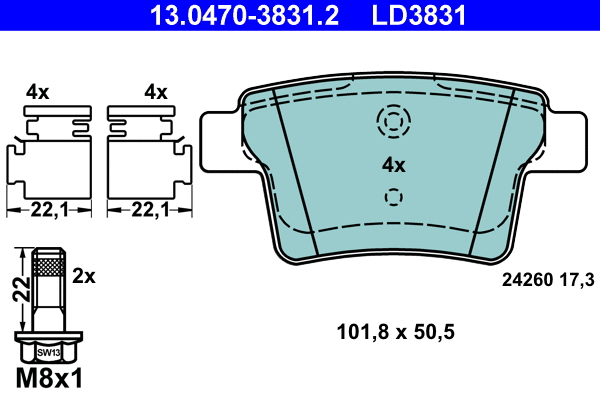 Brake Pad Set, disc brake (13.0470-3831.2)