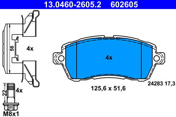 Brake Pad Set, disc brake (13.0460-2605.2)