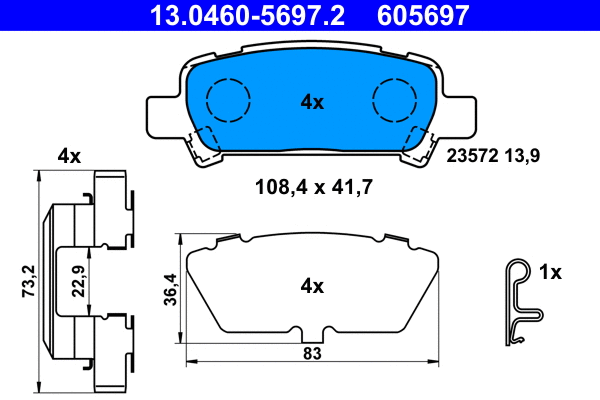 Brake Pad Set, disc brake (13.0460-5697.2)