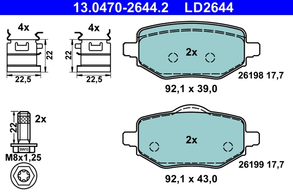Brake Pad Set, disc brake (13.0470-2644.2)