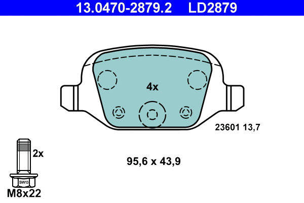 Brake Pad Set, disc brake (13.0470-2879.2)