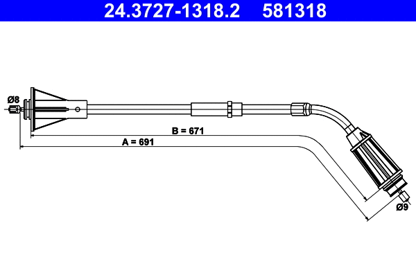 Cable Pull, parking brake (24.3727-1318.2)