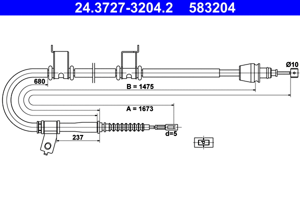 Cable Pull, parking brake (24.3727-3204.2)