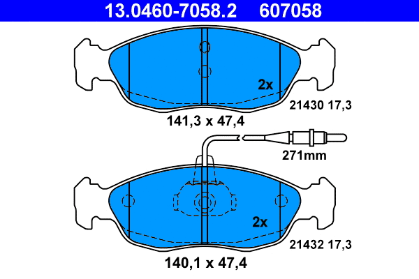 Brake Pad Set, disc brake (13.0460-7058.2)