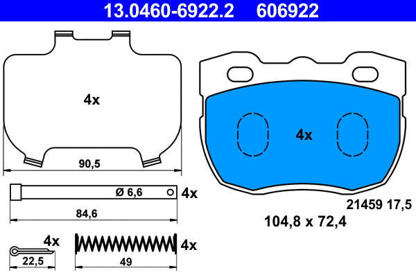 Brake Pad Set, disc brake (13.0460-6922.2)