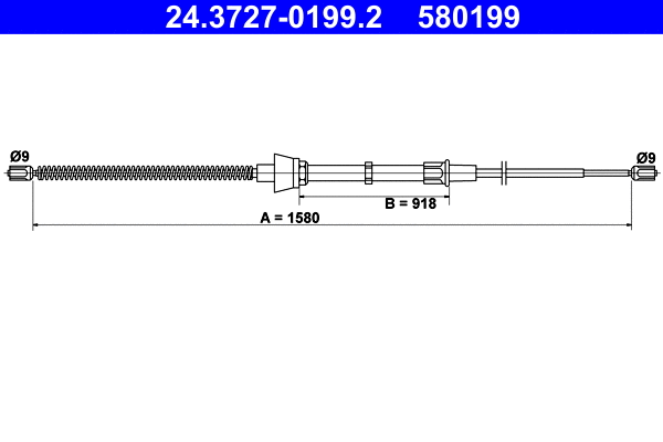 Cable Pull, parking brake (24.3727-0199.2)