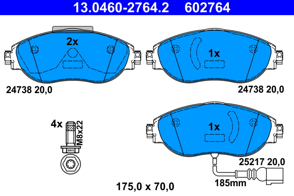 Brake Pad Set, disc brake (13.0460-2764.2)