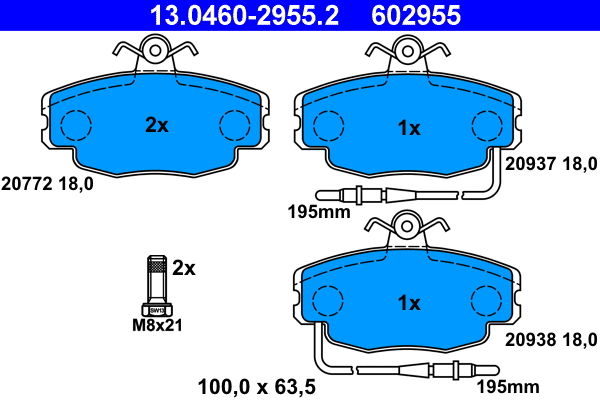 Brake Pad Set, disc brake (13.0460-2955.2)
