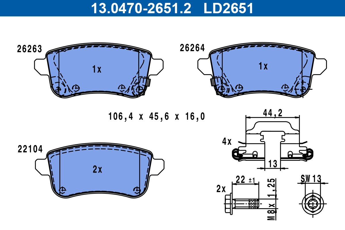 Brake Pad Set, disc brake (13.0470-2651.2)