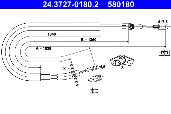 Cable Pull, parking brake (24.3727-0180.2)