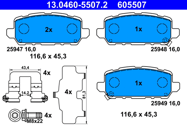 Brake Pad Set, disc brake (13.0460-5507.2)