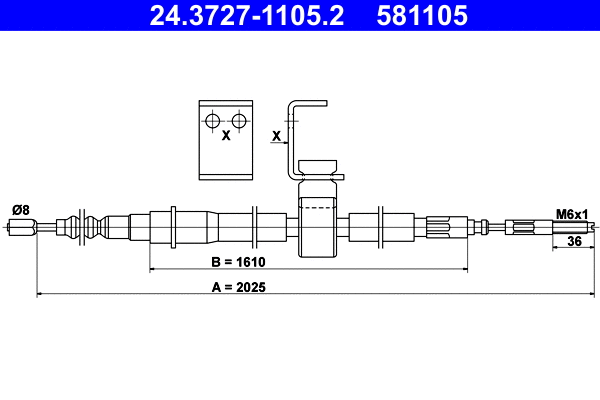 Cable Pull, parking brake (24.3727-1105.2)