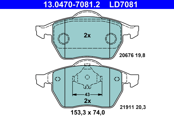 Brake Pad Set, disc brake (13.0470-7081.2)