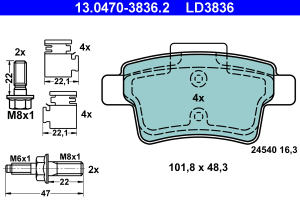 Brake Pad Set, disc brake (13.0470-3836.2)