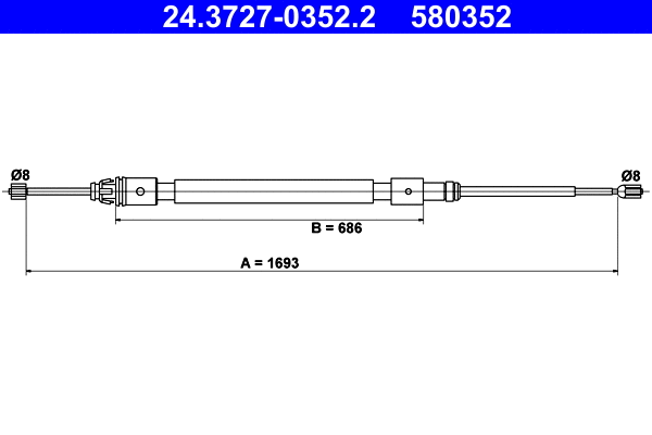 Cable Pull, parking brake (24.3727-0352.2)