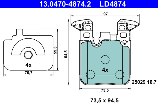Brake Pad Set, disc brake (13.0470-4874.2)