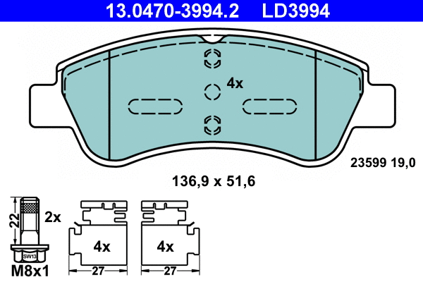 Brake Pad Set, disc brake (13.0470-3994.2)