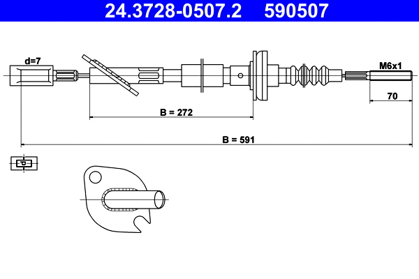 Cable Pull, clutch control (24.3728-0507.2)