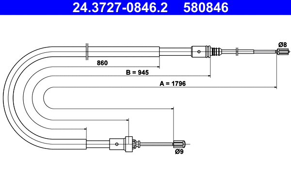 Cable Pull, parking brake (24.3727-0846.2)