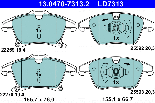 Brake Pad Set, disc brake (13.0470-7313.2)