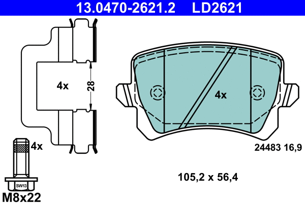 Brake Pad Set, disc brake (13.0470-2621.2)