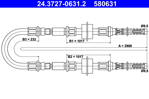 Cable Pull, parking brake (24.3727-0631.2)
