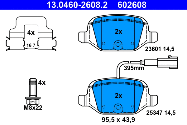 Brake Pad Set, disc brake (13.0460-2608.2)