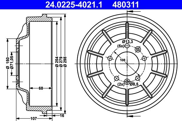 Brake Drum (24.0225-4021.1)