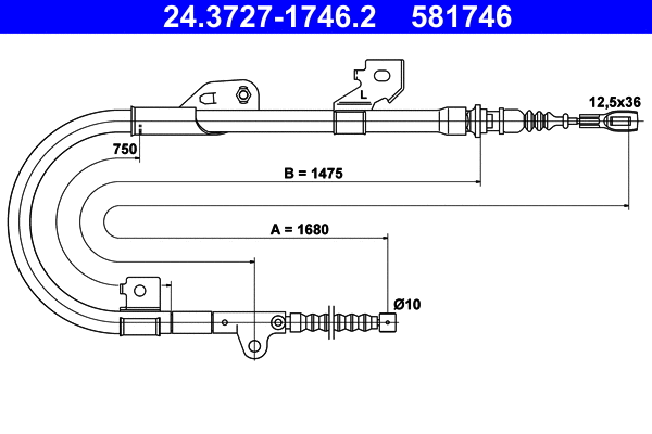 Cable Pull, parking brake (24.3727-1746.2)