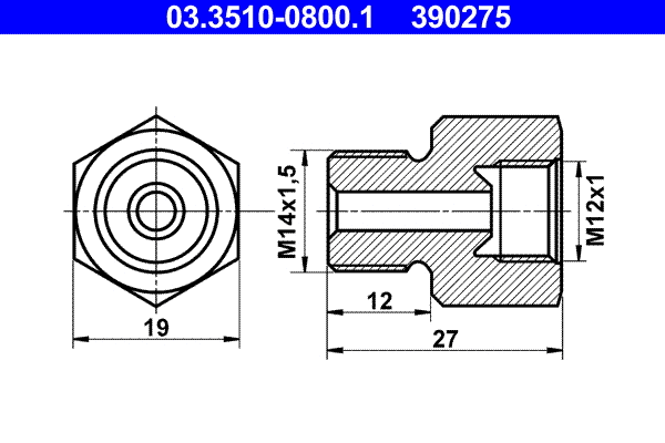 Adapter, brake line (03.3510-0800.1)