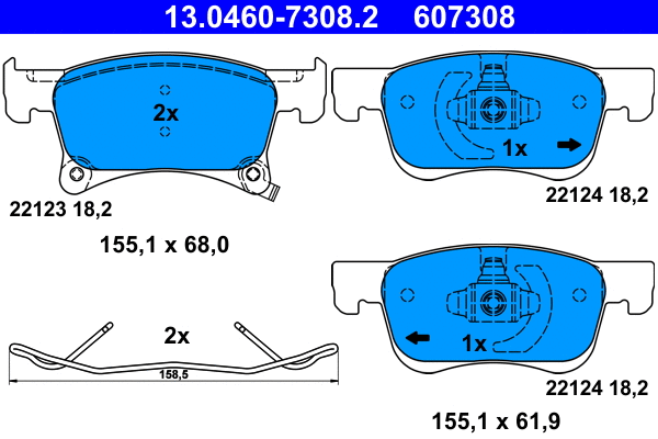 Brake Pad Set, disc brake (13.0460-7308.2)
