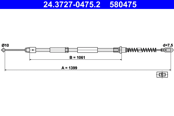Cable Pull, parking brake (24.3727-0475.2)