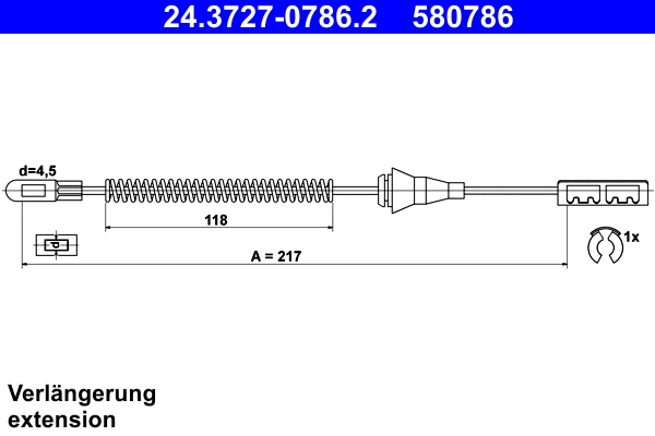 Cable Pull, parking brake (24.3727-0786.2)
