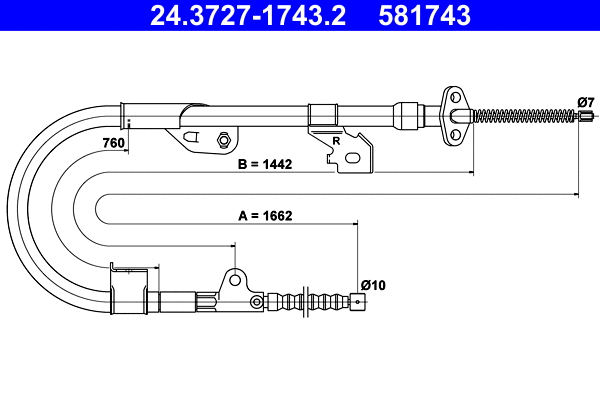 Cable Pull, parking brake (24.3727-1743.2)