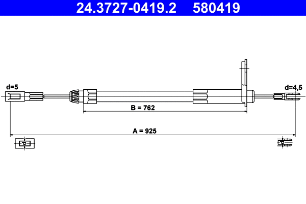 Cable Pull, parking brake (24.3727-0419.2)