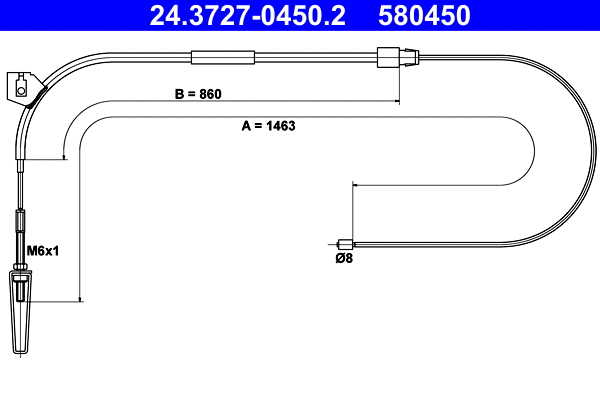 Cable Pull, parking brake (24.3727-0450.2)