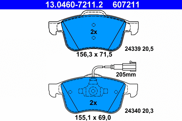 Brake Pad Set, disc brake (13.0460-7211.2)