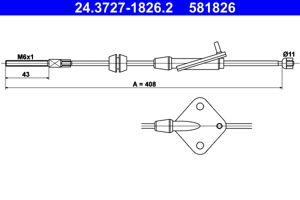 Cable Pull, parking brake (24.3727-1826.2)