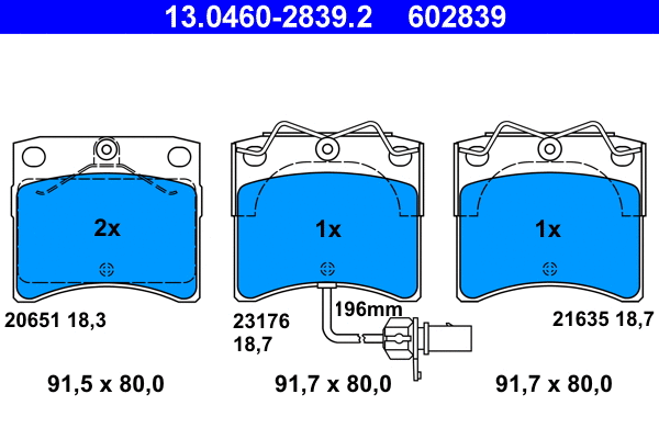 Brake Pad Set, disc brake (13.0460-2839.2)