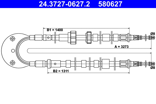 Cable Pull, parking brake (24.3727-0627.2)