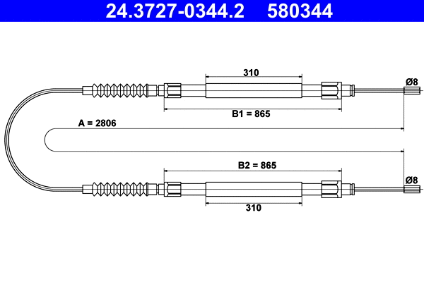 Cable Pull, parking brake (24.3727-0344.2)